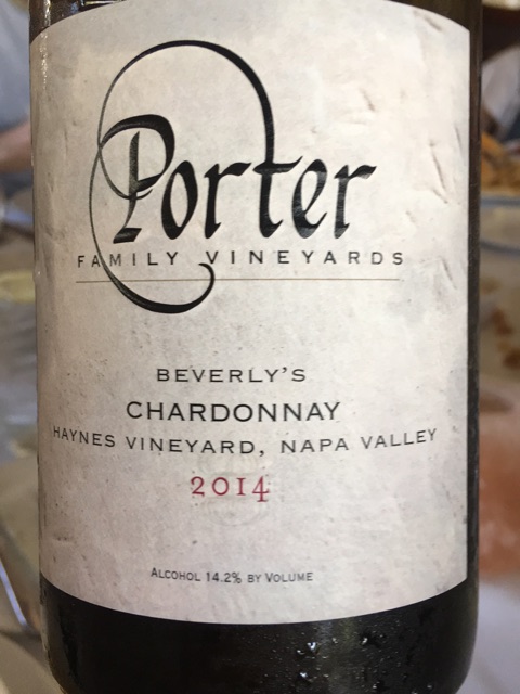 Porter Family Vineyards, Beverly's Chardonnay, Napa Valley