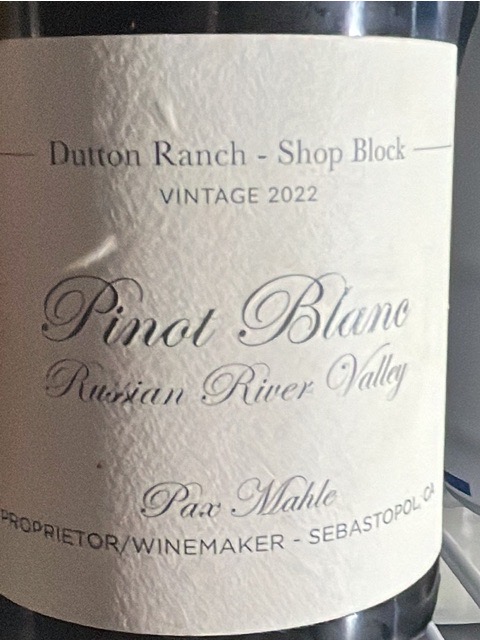 Pax, Dutton Ranch Shop Block Pinot Blanc, Russian River Valley