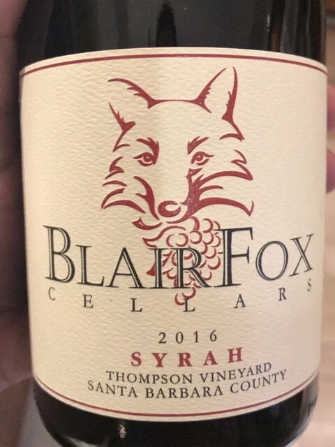 Blair Fox Cellars, Thompson Vineyard Syrah, Santa Barbara County