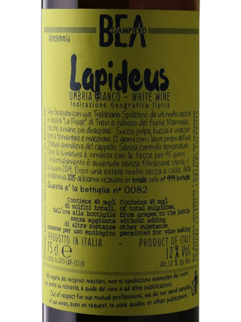 Paolo Bea, Lapideus Bianco Spoletino, IGT