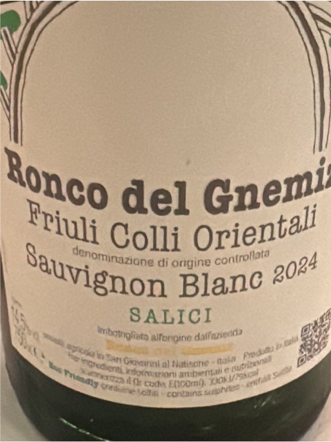 Ronco del Gnemiz, Salici Sauvignon, Friuli Colli Orientali