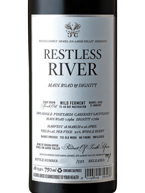 Restless River, Main Road Dignity Cabernet Sauvignon, Walker Bay