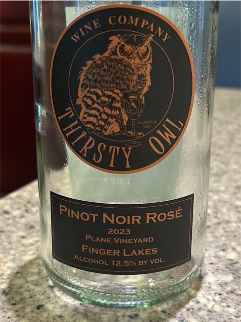 Thirsty Owl, Plane Vineyard Pinot Noir Rose, Finger Lakes