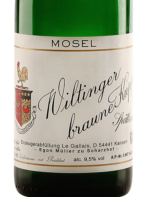 Egon Muller, Scharzhof Gallais Wiltinger Braune Kupp Riesling Spatlese, Mosel