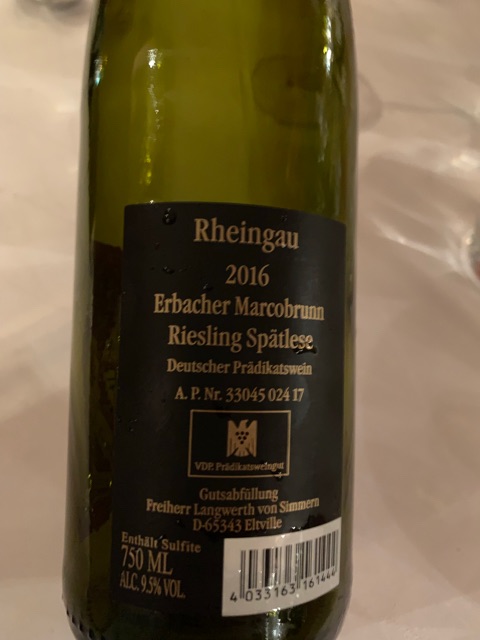 Freiherr Langwerth von Simmern, Eltviller Sonnenberg Riesling Eiswein, Rheingau