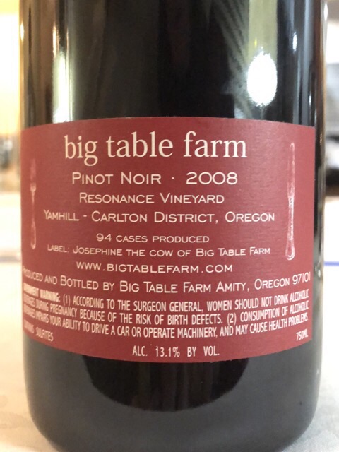 Big Table Farm, Pinot Noir Resonance, Willamette Valley